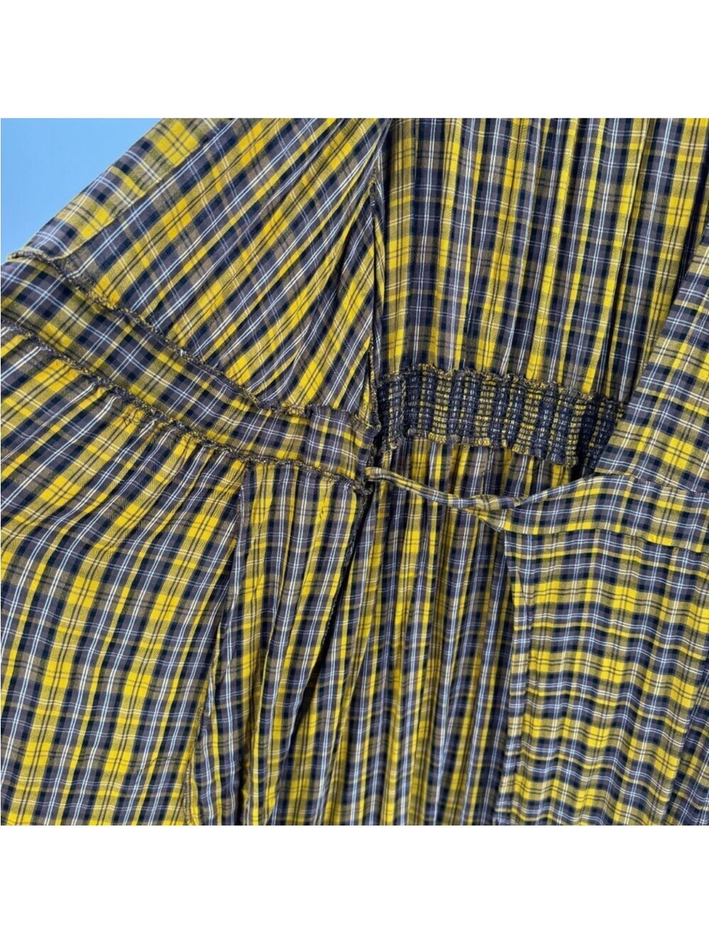 Anthropologie Dalton Wrap Dress Mustard Yellow Plaid Long Sleeve LP - Picture 8 of 9